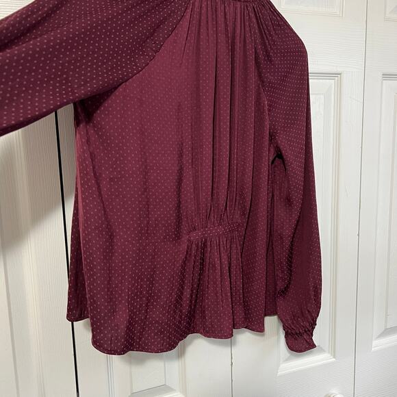 Madewell Silk Long Sleeve Poet Top Maroon Size XS - Picture 5 of 7